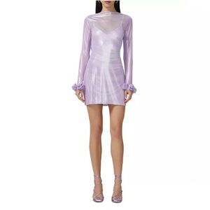 AFRM Shani Rosette Cuff Lavender Mini Dress